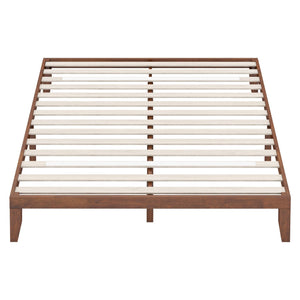 14 Inch King Size Rubber Wood Platform Bed Frame with Wood Slat Support-Walnut view 4