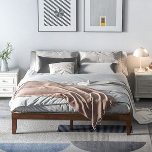 14 Inch King Size Rubber Wood Platform Bed Frame with Wood Slat Support-Walnut view 6
