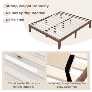 14 Inch King Size Rubber Wood Platform Bed Frame with Wood Slat Support-Walnut view 9