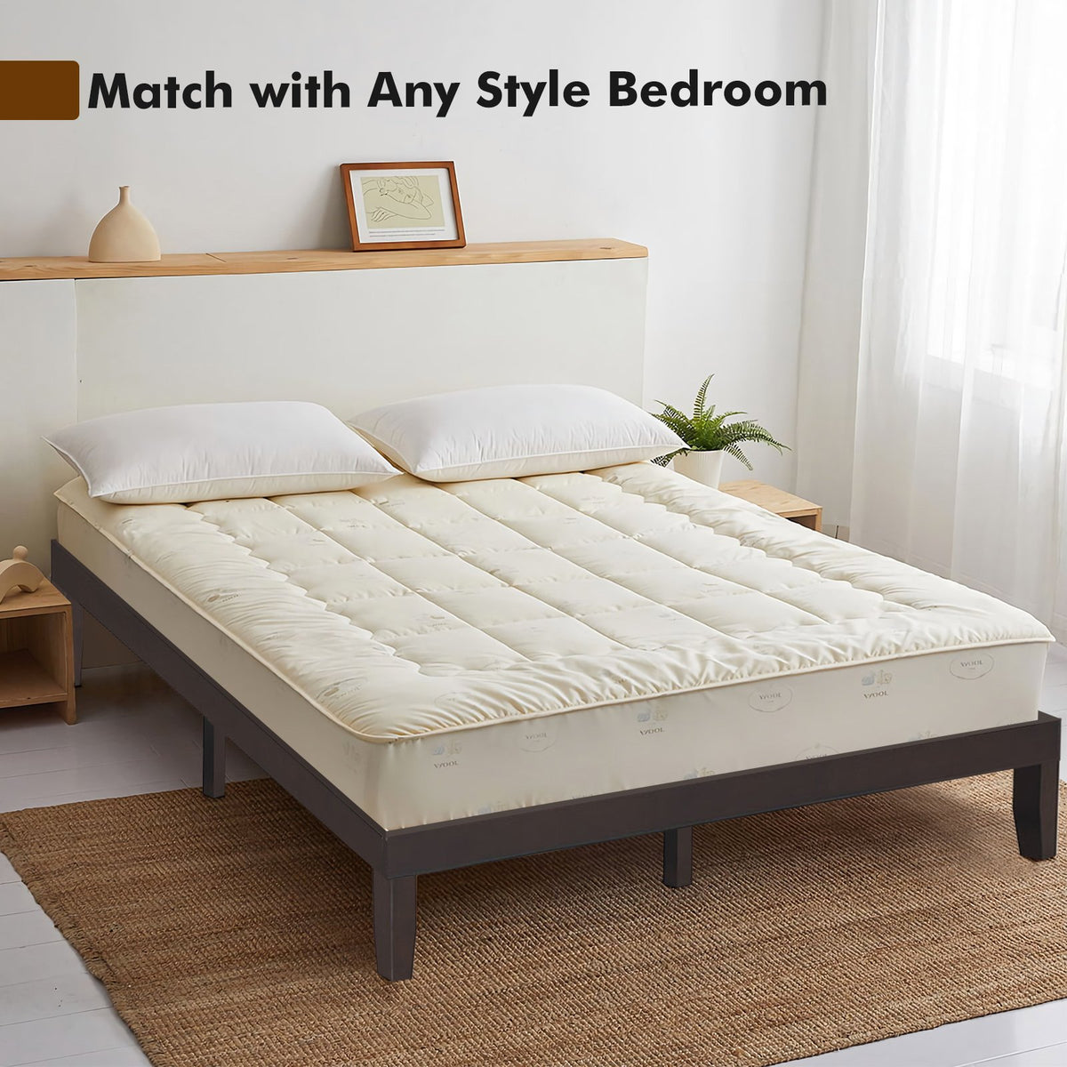 14 Inch King Size Wood Platform Bed Frame-Brown view 3