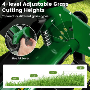 14 Inch Push Lawn Mower with 5 Steel Blades and Grass Catcher Bag-Green view 5