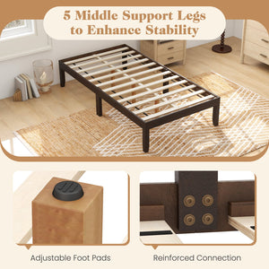 14 Inch Twin Wood Platform Bed Frame with Wooden Slats Support-Espresso view 7