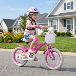 14 Inches Girls Bike for 3-5 Years Old with Basket - Spring Party, Pink view 2