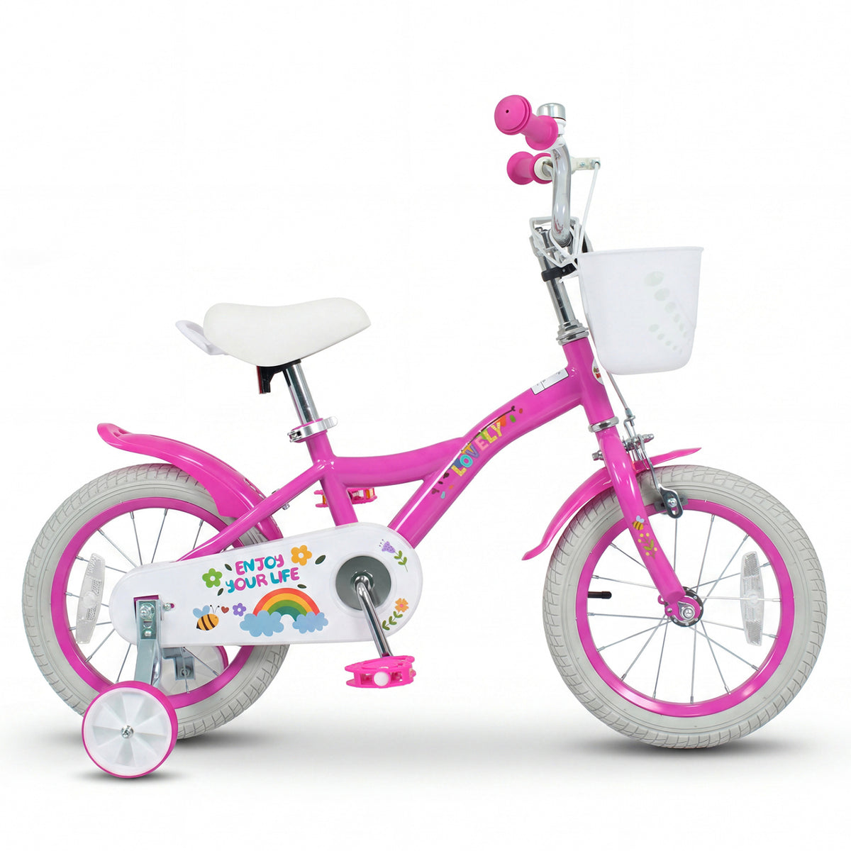 14 Inches Girls Bike for 3-5 Years Old with Basket - Spring Party, Pink view 4