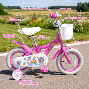 14 Inches Girls Bike for 3-5 Years Old with Basket - Spring Party, Pink view 7