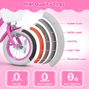 14 Inches Girls Bike for 3-5 Years Old with Basket - Spring Party, Pink view 9