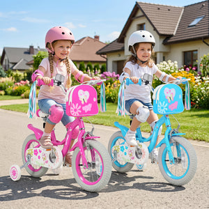 14 Inches Girls Bike with Front Bag and Streamers for 3-5 Years Blue view 3