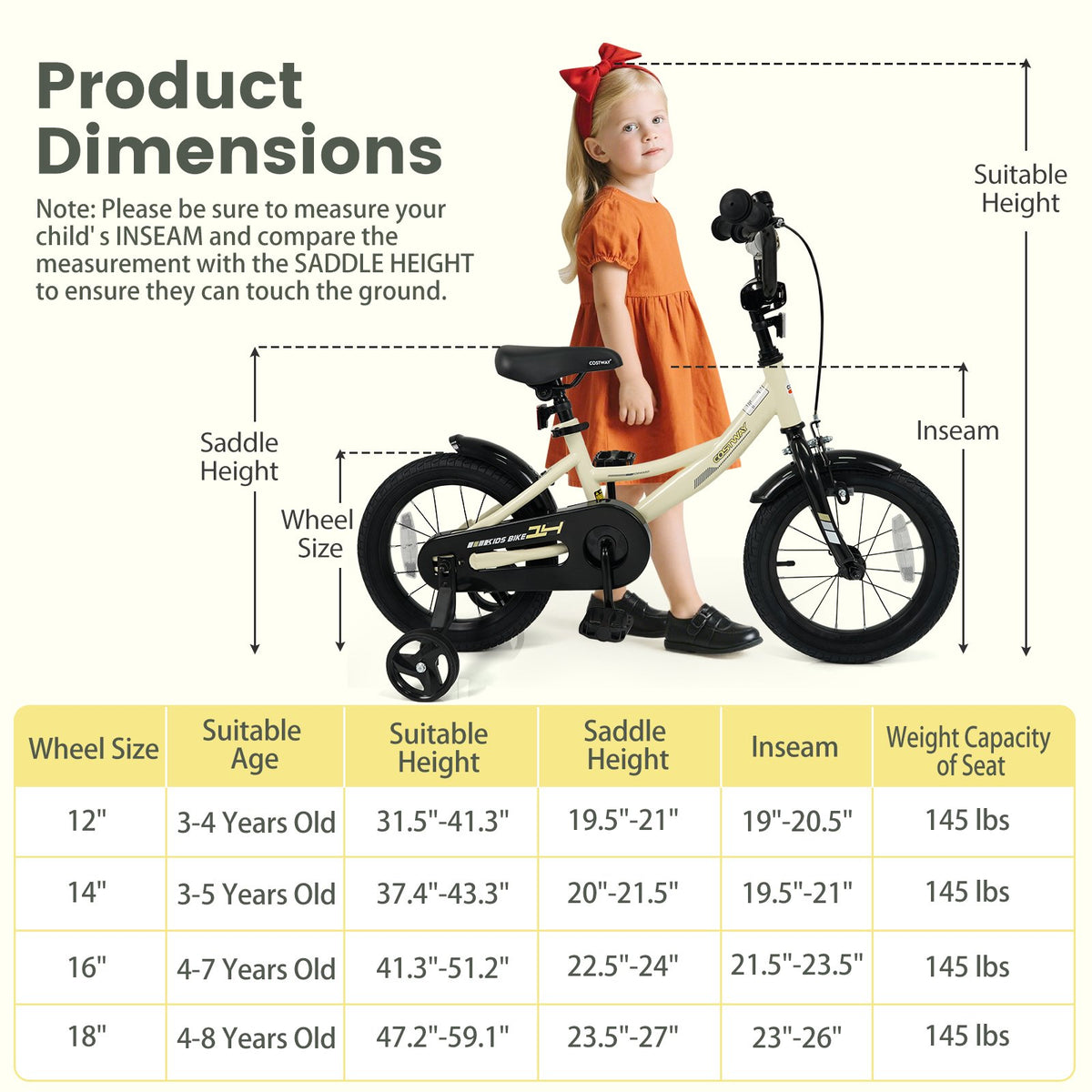 14 Inches Kids Bike Sport Bicycle with Removable Training Wheels view 4