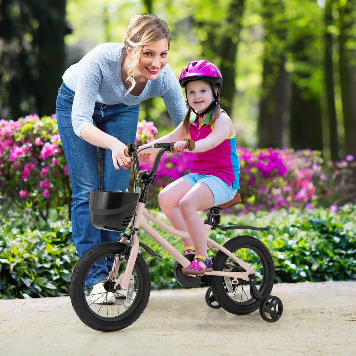 14 Inches Kids Bike with Basket and Adjustable Handlebar for 3-5 Years Old view 2