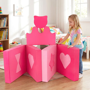 14 Piece Kids Play Couch Modular Foam Climbing Blocks for Kids 3+ Years Old-Pink view 2
