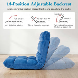 14-Position Adjustable Cushioned Floor Chair-Blue view 5