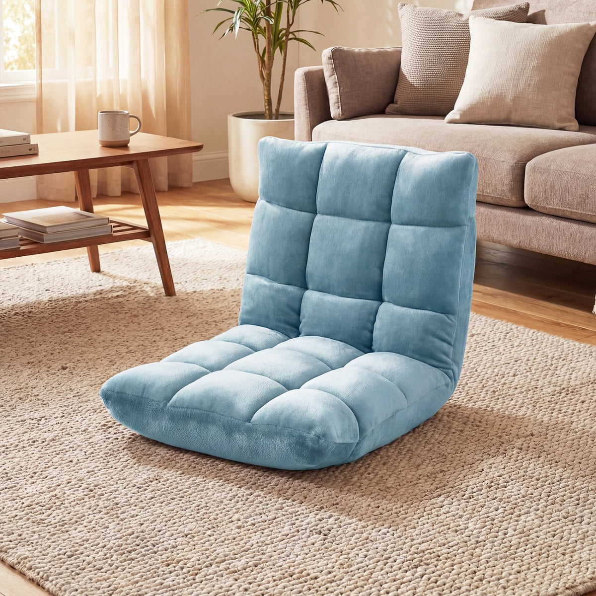 14-Position Adjustable Cushioned Floor Chair-Green view 2