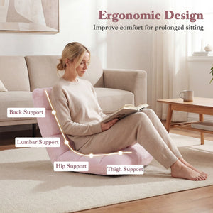 14-Position Adjustable Cushioned Floor Chair-Light Pink view 6