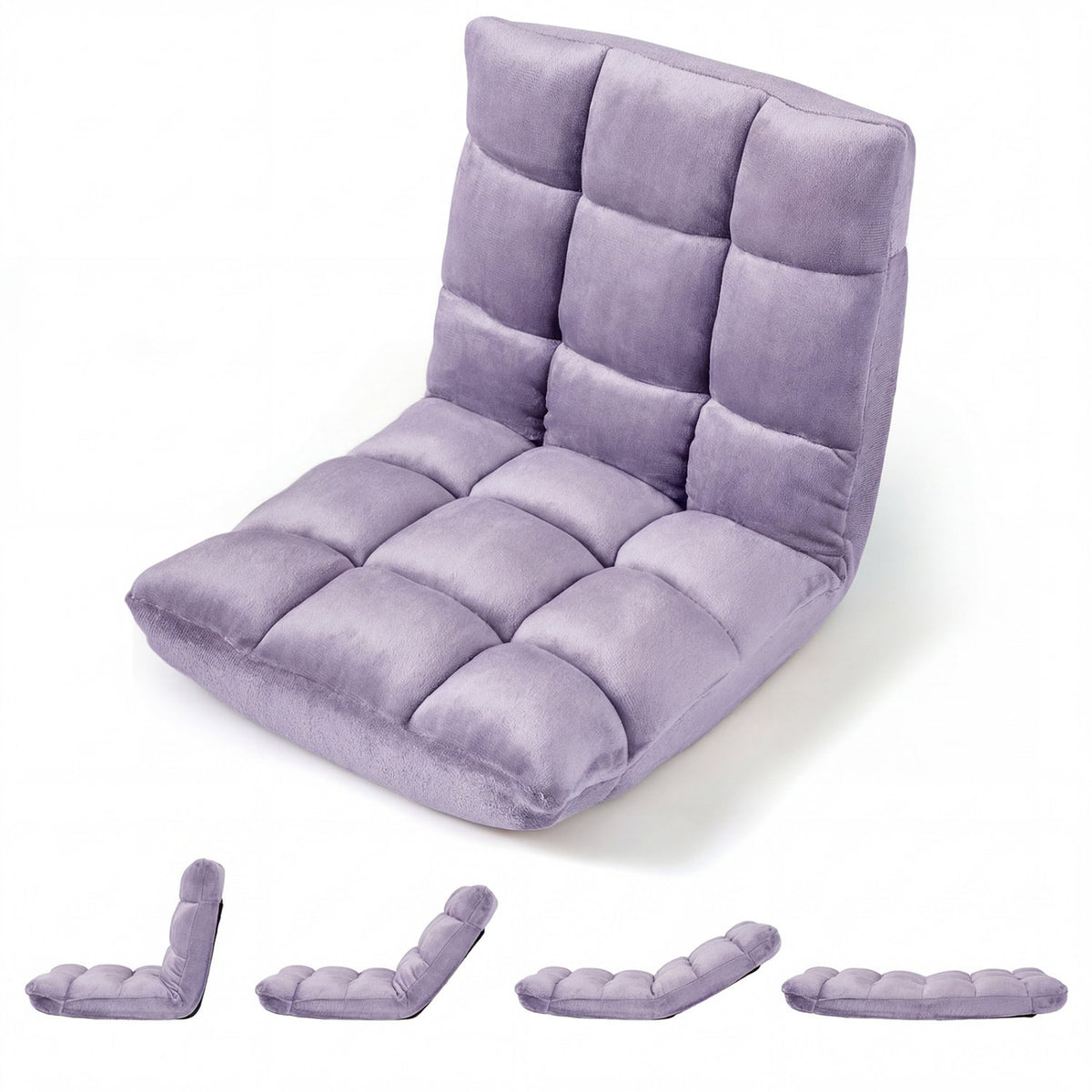 14-Position Adjustable Cushioned Floor Chair-Light Purple