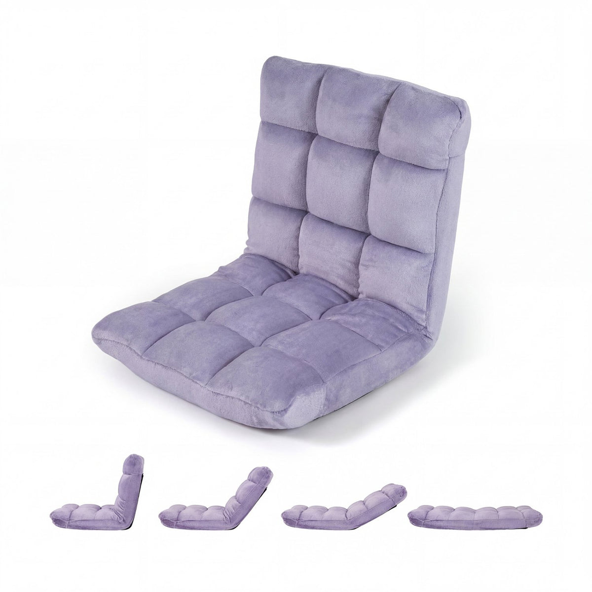 14-Position Adjustable Cushioned Floor Chair-Light Purple view 3