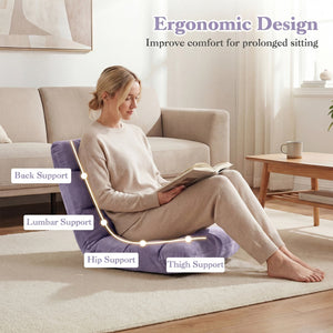 14-Position Adjustable Cushioned Floor Chair-Light Purple view 8
