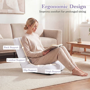 14-Position Adjustable Cushioned Floor Chair-White view 8