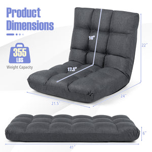 14-Position Adjustable Floor Chair for Adults with Back Support and Comfy Cushion-Gray view 4