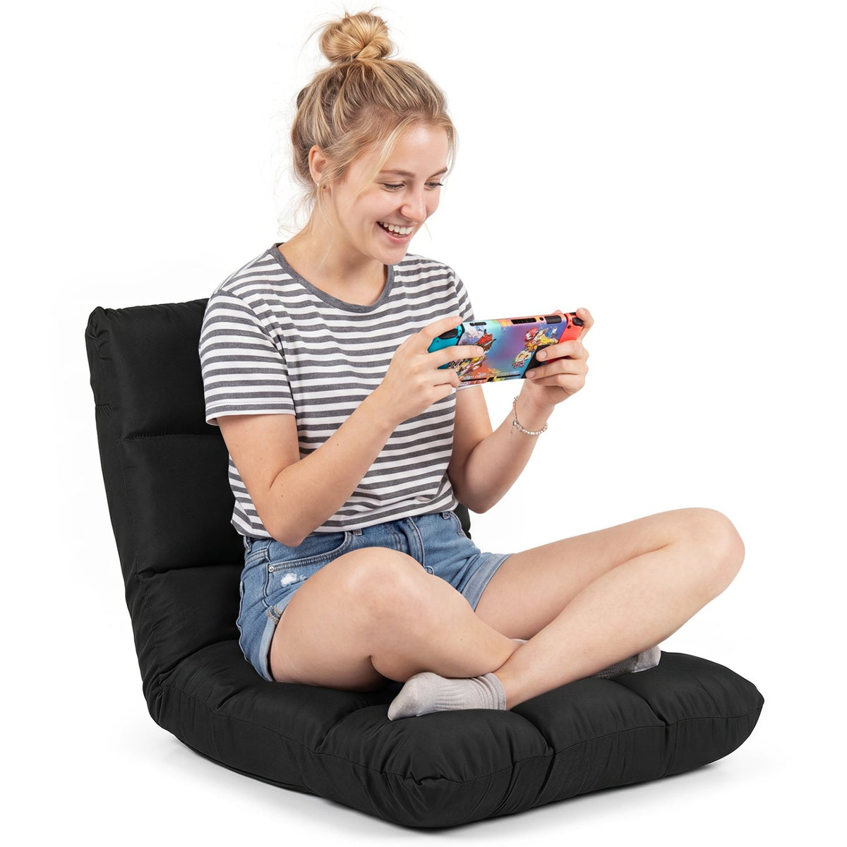 14-Position Adjustable Folding Lazy Gaming Sofa-Black view 3