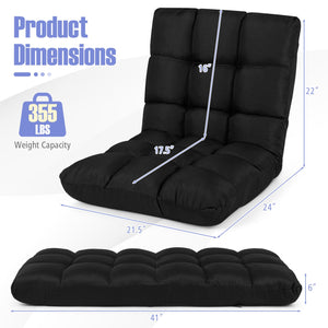 14-Position Adjustable Folding Lazy Gaming Sofa-Black view 4