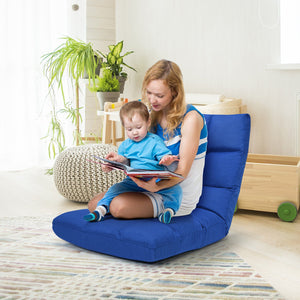 14-Position Adjustable Folding Lazy Gaming Sofa-Blue view 3