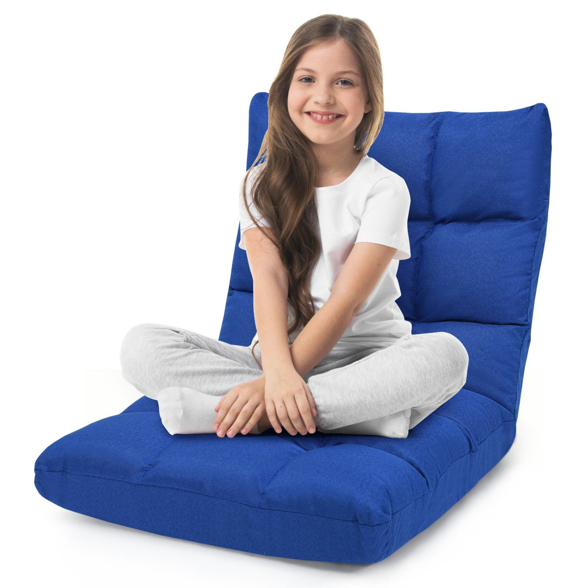 14-Position Adjustable Folding Lazy Gaming Sofa-Blue view 4