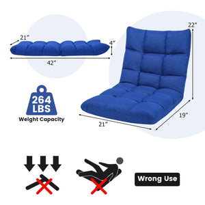 14-Position Adjustable Folding Lazy Gaming Sofa-Blue view 5