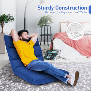 14-Position Adjustable Folding Lazy Gaming Sofa-Blue view 6