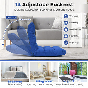 14-Position Adjustable Folding Lazy Gaming Sofa-Blue view 7