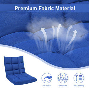 14-Position Adjustable Folding Lazy Gaming Sofa-Blue view 8