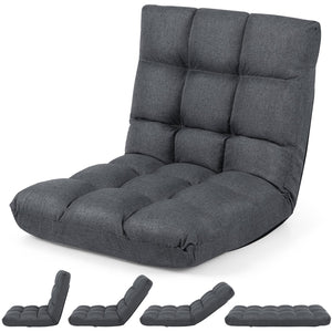 14-Position Adjustable Folding Lazy Gaming Sofa-Gray