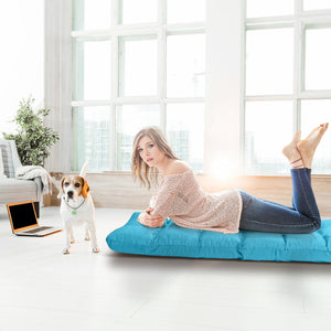 14-Position Adjustable Folding Lazy Gaming Sofa-Light Blue view 3