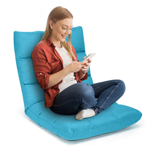 14-Position Adjustable Folding Lazy Gaming Sofa-Light Blue view 4