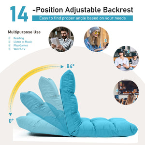 14-Position Adjustable Folding Lazy Gaming Sofa-Light Blue view 7