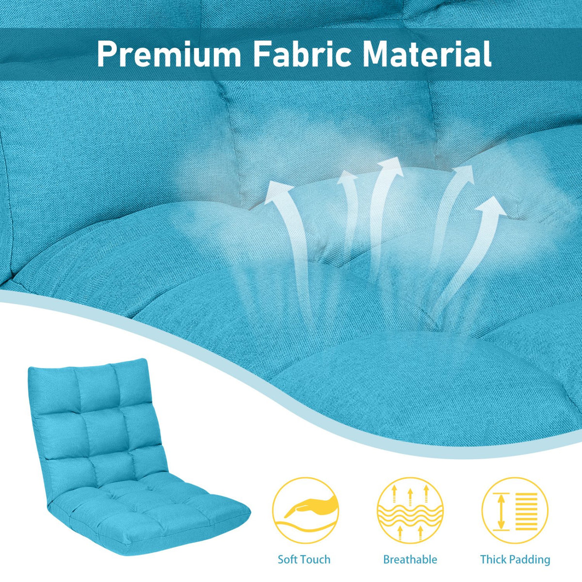 14-Position Adjustable Folding Lazy Gaming Sofa-Light Blue view 8