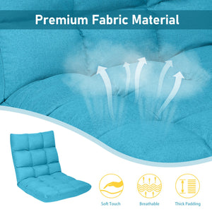 14-Position Adjustable Folding Lazy Gaming Sofa-Light Blue view 8
