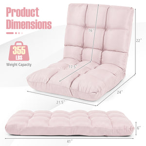 14-Position Adjustable Folding Lazy Gaming Sofa-Light Pink view 5