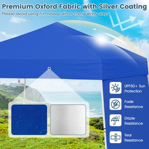 14 x 9.2 Feet Pop up Canopy Tent with 2 Convertible Sidewalls to Awning and Stakes-Blue view 6