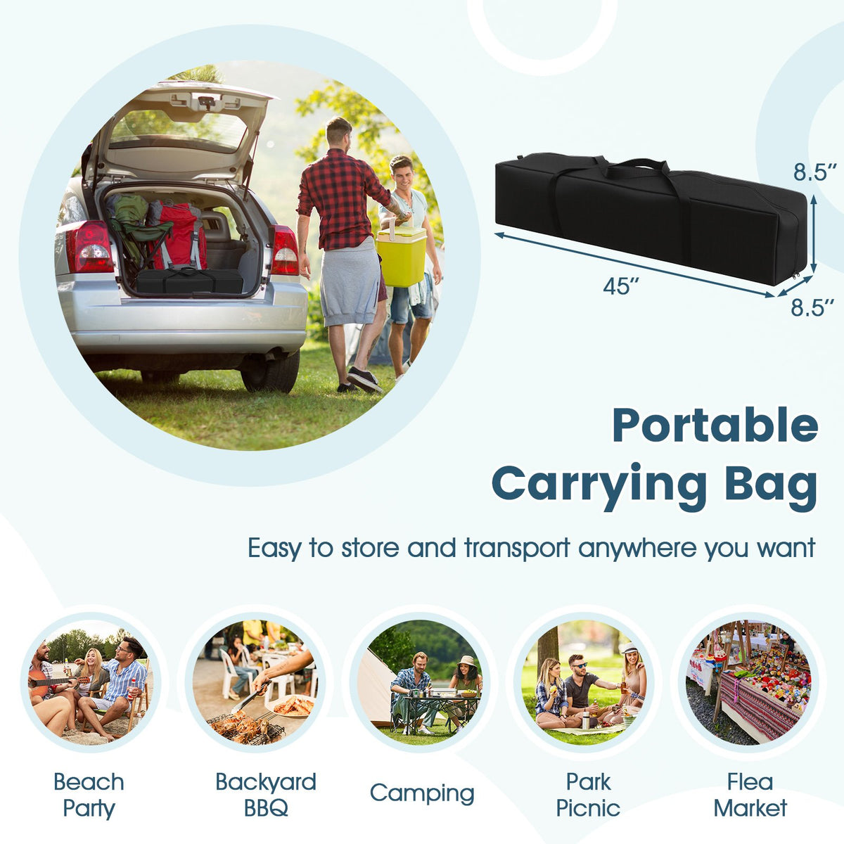 14 x 9.2 Feet Pop up Canopy Tent with 2 Convertible Sidewalls to Awning and Stakes-Gray view 9