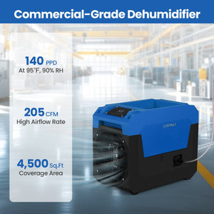 140 Pints Commercial Dehumidifier with Pump and Drain Hose-Blue view 5