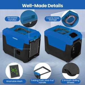140 Pints Commercial Dehumidifier with Pump and Drain Hose-Blue view 6