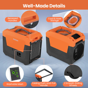 140 Pints Commercial Dehumidifier with Pump and Drain Hose-Orange view 7