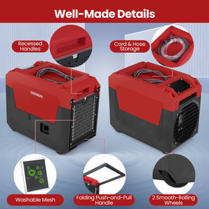 140 Pints Commercial Dehumidifier with Pump and Drain Hose-Red view 6