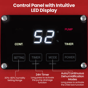 140 Pints Commercial Dehumidifier with Pump and Drain Hose-Red view 8
