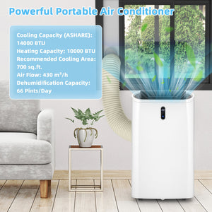 14000 BTU(Ashrae) Portable Air Conditioner with APP and WiFi Control-White view 2