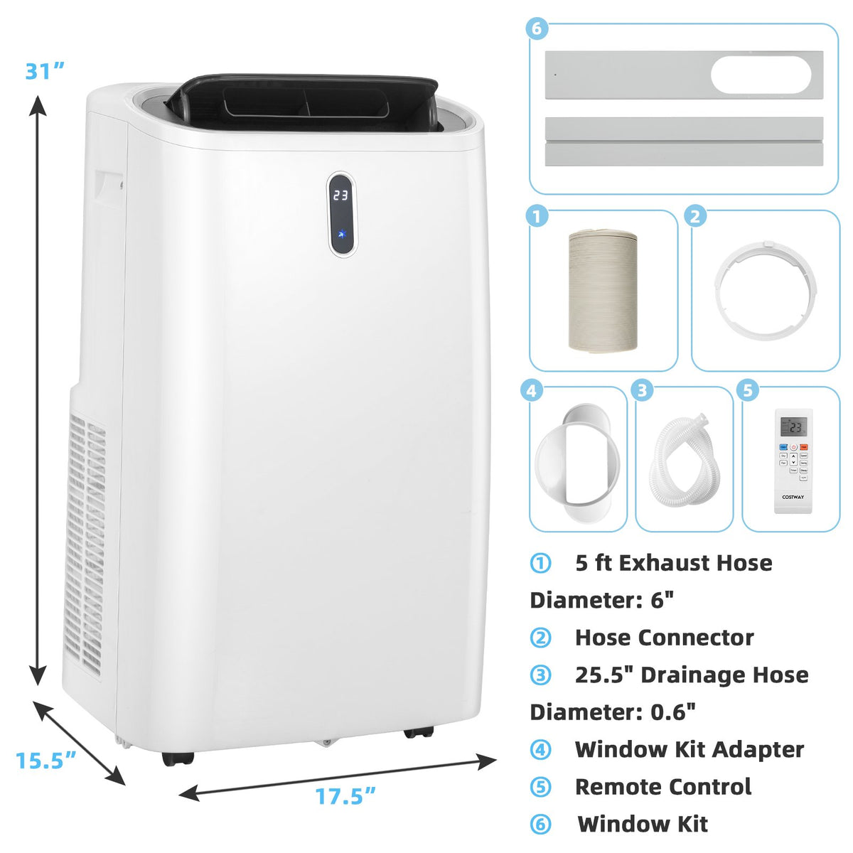 14000 BTU(Ashrae) Portable Air Conditioner with APP and WiFi Control-White view 5