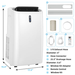 14000 BTU(Ashrae) Portable Air Conditioner with APP and WiFi Control-White view 5