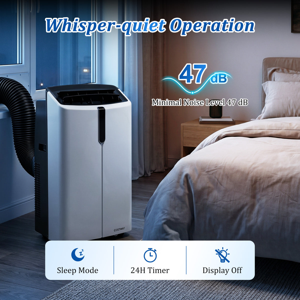 14000 BTU Smart Portable AC with APP Voice Control 47 dB for Rooms 750 Sq.Ft-Black view 7