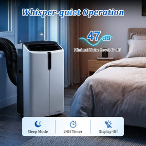 14000 BTU Smart Portable AC with APP Voice Control 47 dB for Rooms 750 Sq.Ft-Black view 7