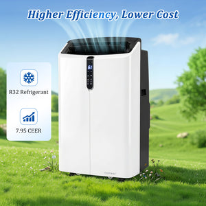 14000 BTU Smart Portable AC with APP Voice Control 47 dB for Rooms 750 Sq.Ft-Black view 9